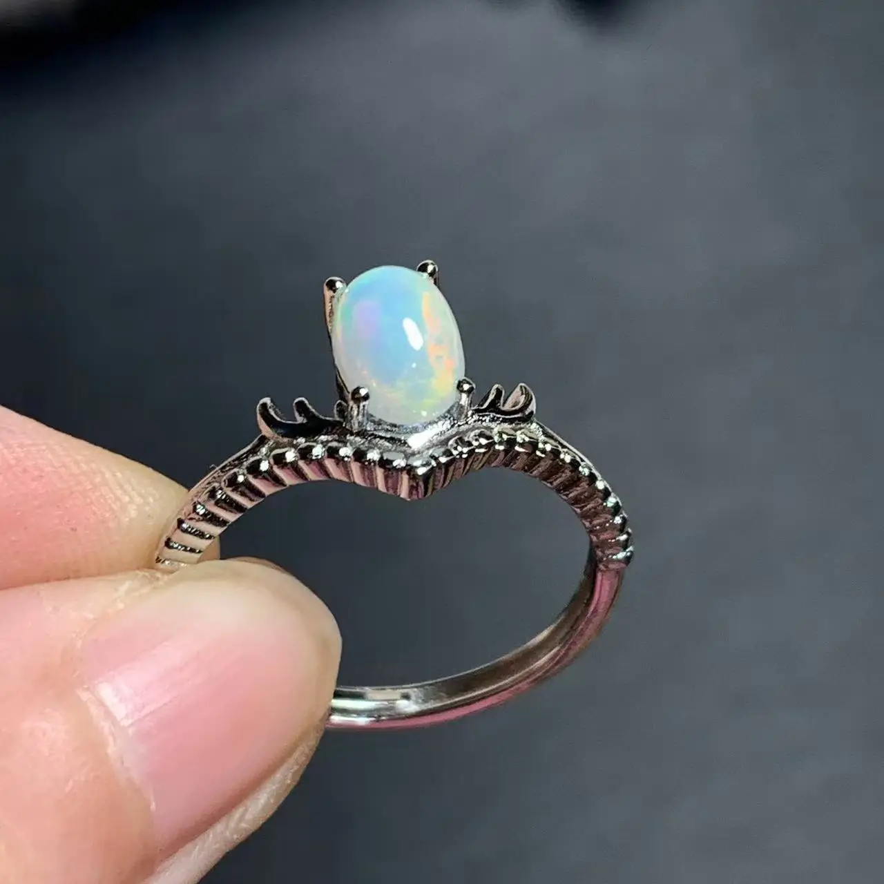 Authentic NEW Natural Opal Ring Adjustable Female Ring Jewelry for Women Gift Wholesale High Quality Vintage Fine