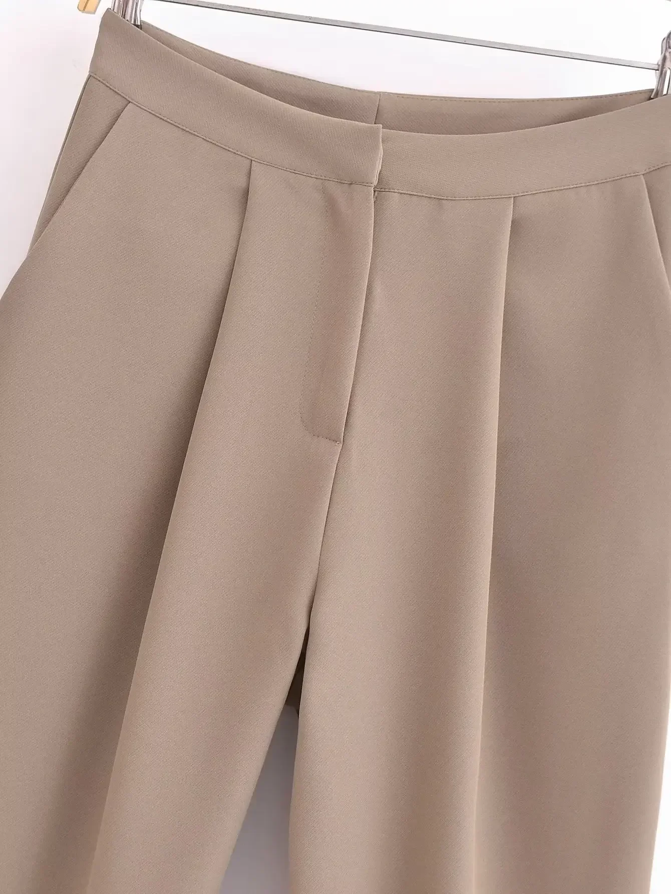 Fashion Woman Bloomers 2024 Pleated Low Waist Baggy Women's Pants for Women Front Zippers with Pocket Ladies Trousers