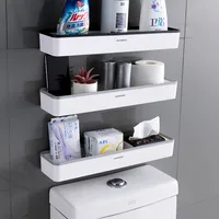 Wall Hanging Toilet Bathroom Storage Cabinet Rack Punch Free Multifunctional Artifact Above Shelf Organizer Toilet Rack 1