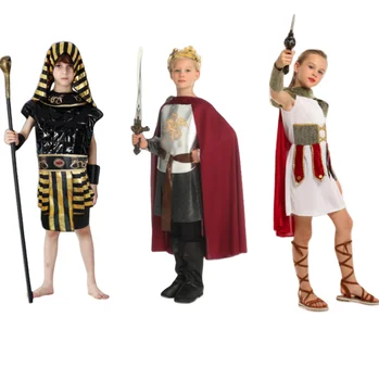 Children's Halloween ancient Roman female warrior cosplay costume stage activity performing Egyptian little warrior noble Prince