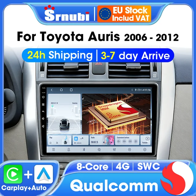 Carplay Android Auto pour Toyota Auris 2006-2012 autoradio GPS Navigation lecteur vidéo multimédia WIFI 2Din unité principale écran QLED 1