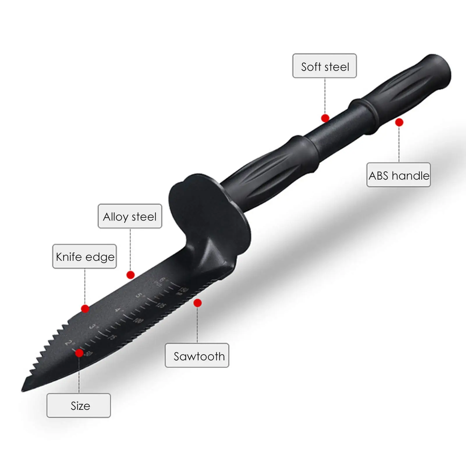 Metal Detector Digging Tools Serrated Edge Digger With Sheath Stainless Steel Garden Shovel Knife Extended Handle Camping Supply 3
