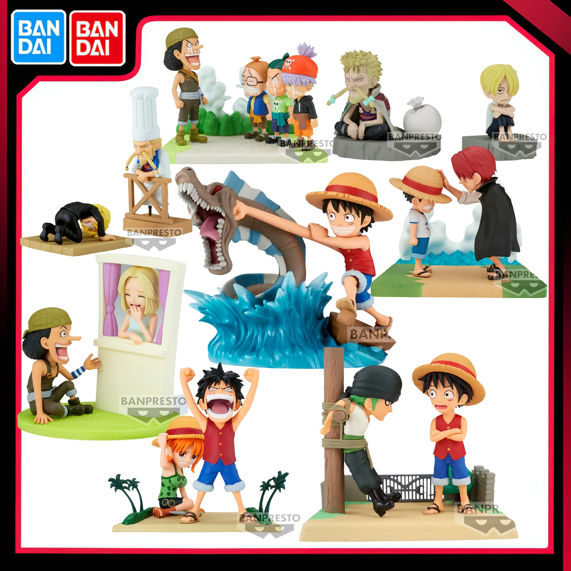 

Фигурка Bandai оригинальная из ПВХ, Аниме ONE PIECE WCF Luffy Nami zф Sanji Zoro Dracule Mihawk, коллекционные игрушки