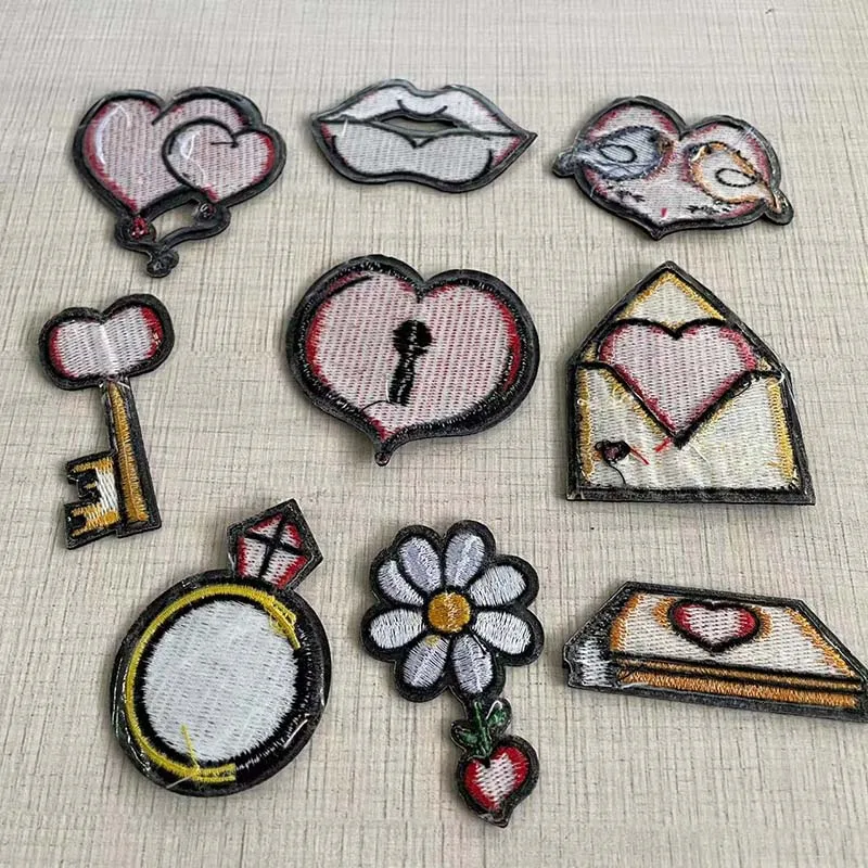 Heart Flower Embroidery Applique Patches For Clothing Jeans Coat Iron On Patch E - Foto 3