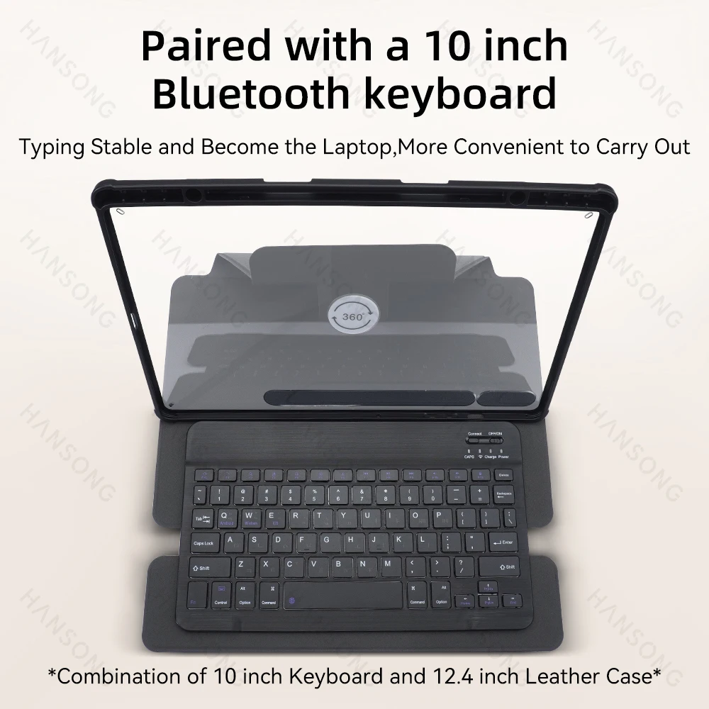 Teclado Transparente para Samsung Galaxy Tab 360 ° Tampa Rotativa s9 11 Sm-x710 Sm-x716 s9 Plus 12.4 Sm-x810 Sm-x816 Case - Imagem 2