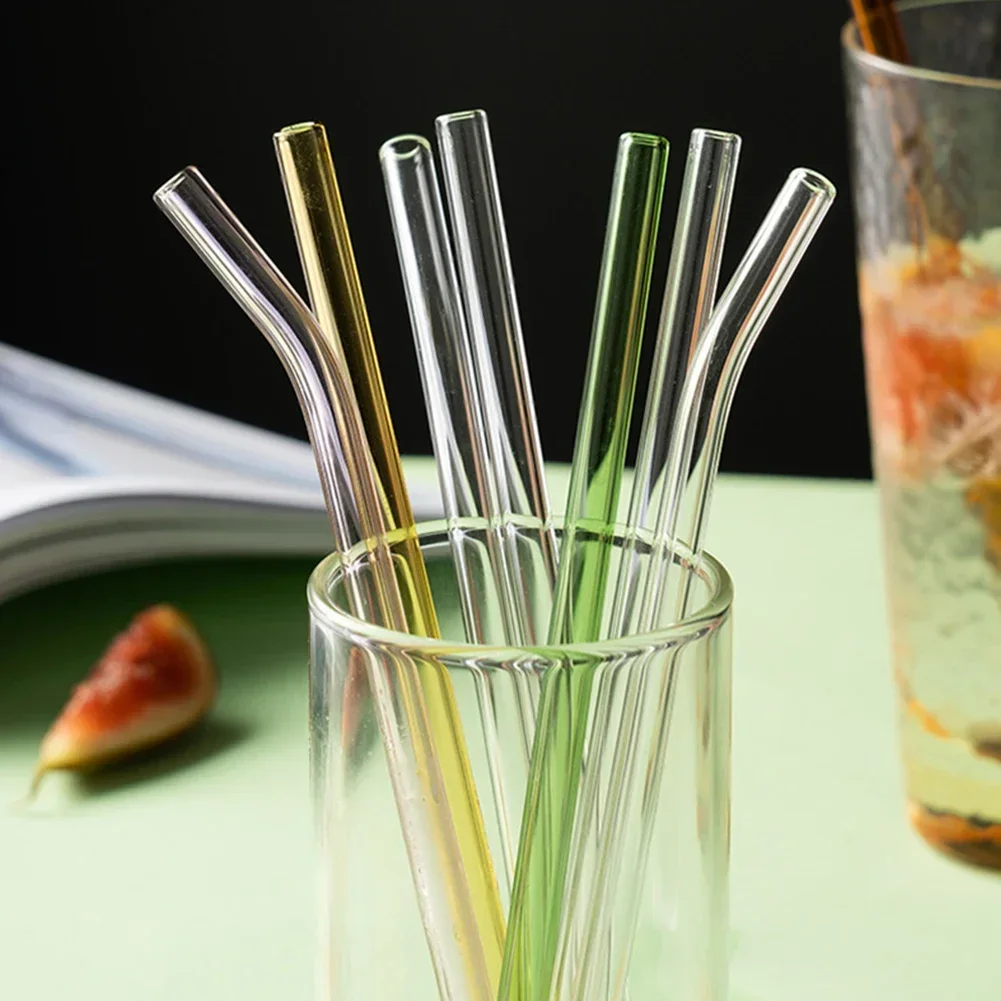 Reusable Glass Straws Smoothie Drinking Straw Milkshakes Frozen Drinks Environmentally Friendly Drinkware Straws Set