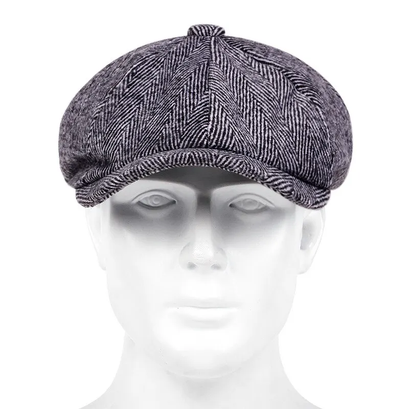 Casual Hat Retro Newsboy Caps Men British Painters Hats Autumn Winter Berets Herringbone Flat Cap Hip Hop Berets