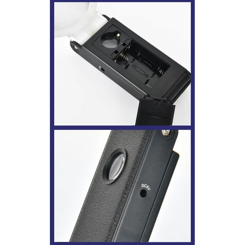 T43C-삼색 LED 휴대용 접이식 책상 돋보기 25X- 독서, 식별, 수집을 위한 고화질