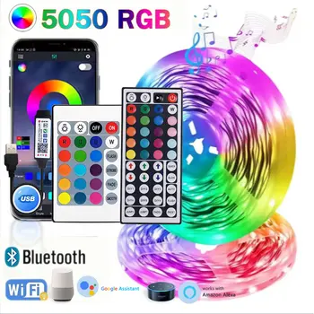 1-30M Usb Adhesive Rgb Led Strip Light With Remote Control 5Volt Wifi Bluetooth Controller Led Band Tape 15M 25M 5M 3M 2M 4Meter
