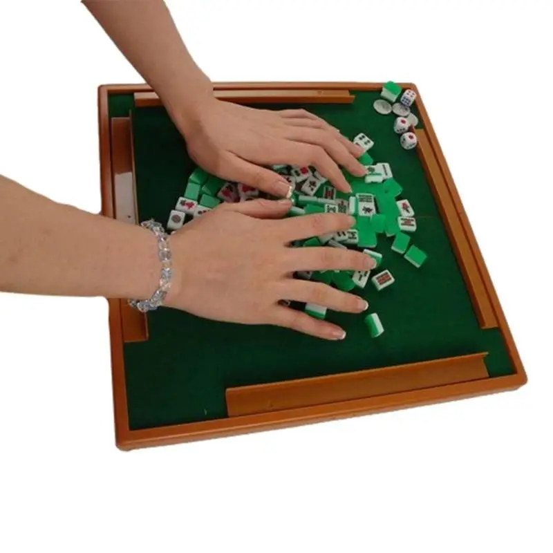 Travel Mini Mahjong Chinese Mahjong Portable 144 Tiles Elaborately Crafted Mahjong With Foldable Table For Travel Home Party