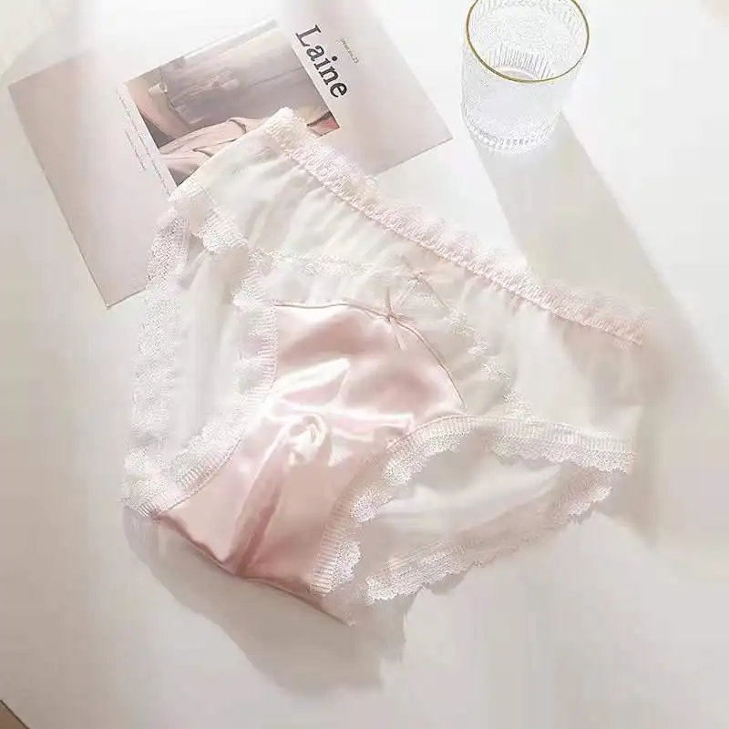 Plus Size Underwear for Women Sexy Thin Transparent Lace Mesh Panties with High Waist Big Size Briefs of Large Sizes 3