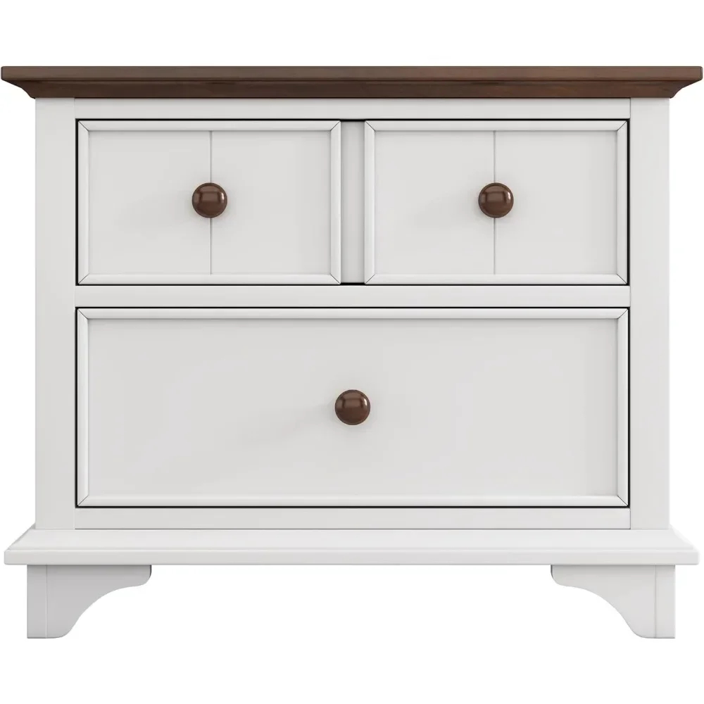 Children's Bedside Table, Wooden 2-drawer Bedside Table with Bedroom, Living Room and Children's Table