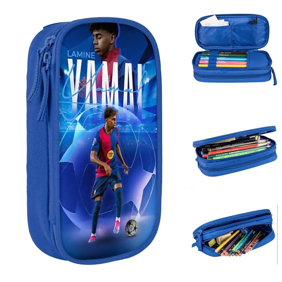 Pencil Case Lamine Y-Yamal Pencil Case Classic Football Star Pen Box Bag for Student Large Storage Students School Cosmetic Pencilcases
