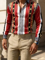 Chemise Homme 2026 en Tissu Extensible à Manches Longues, Imprimé 3D Chaîne Dorée Colorée HD, pour Vacances à la Plage Hawaïenne et Mariages, Vêtements pour Hommes 3
