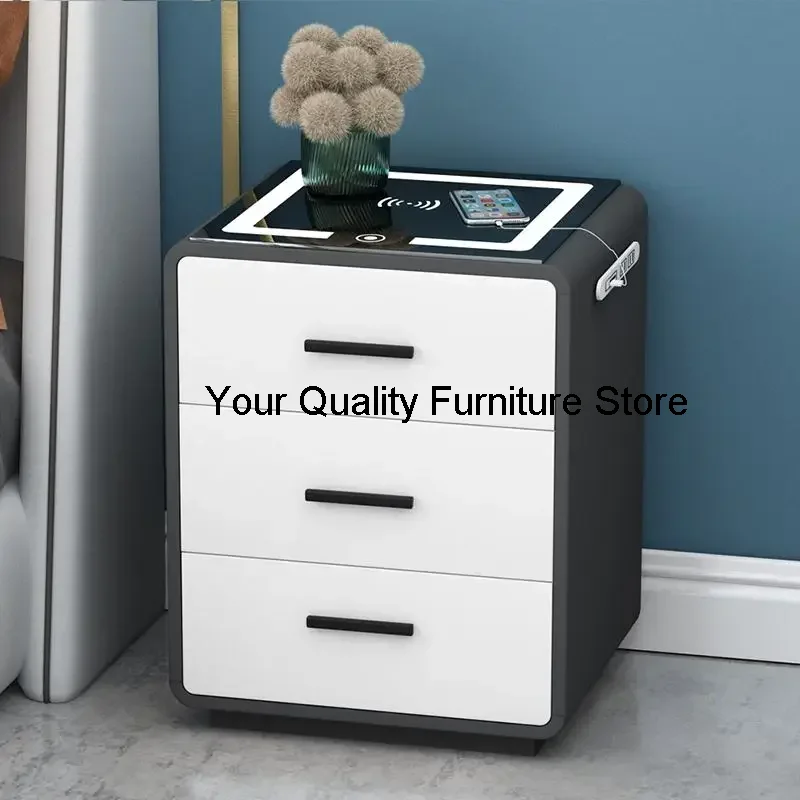 

Smart Night Bedside Tables Drawers Storage White Gamer Dressers Bedroom Bluetooth Narrow Szafka Nocna Room Furniture LJ50BT