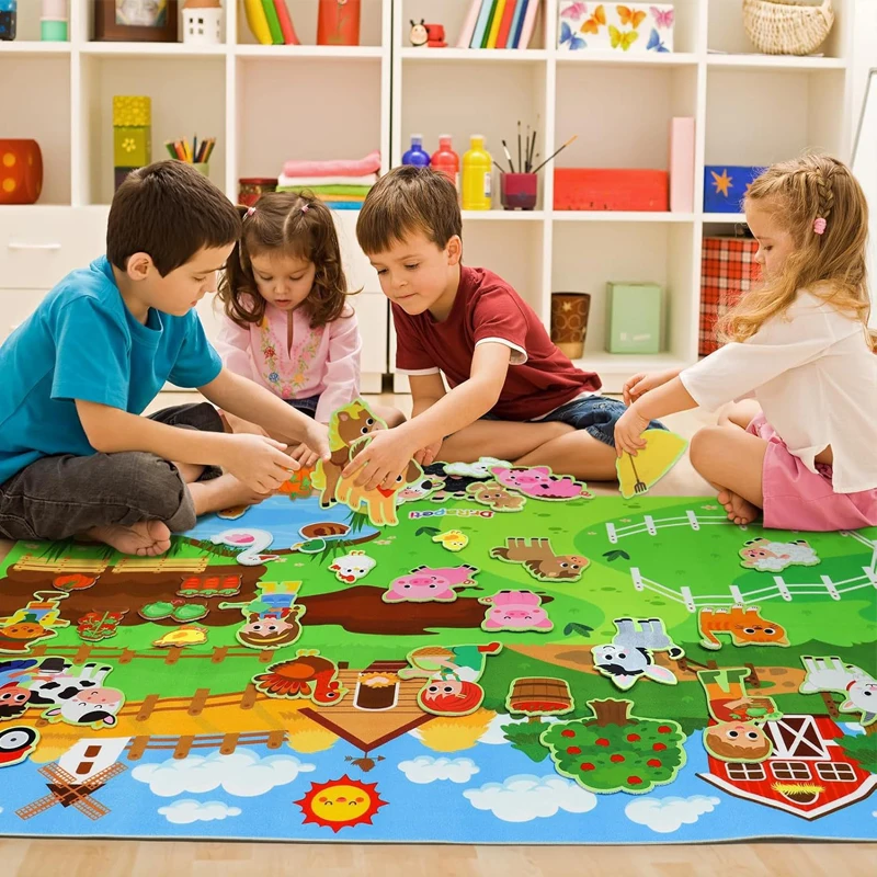Farm Animals Felt Story Board Set Storytelling Early Learning Interactive Play Kit Wall Hanging Puzzle Toys For Toddlers_voghion.com
