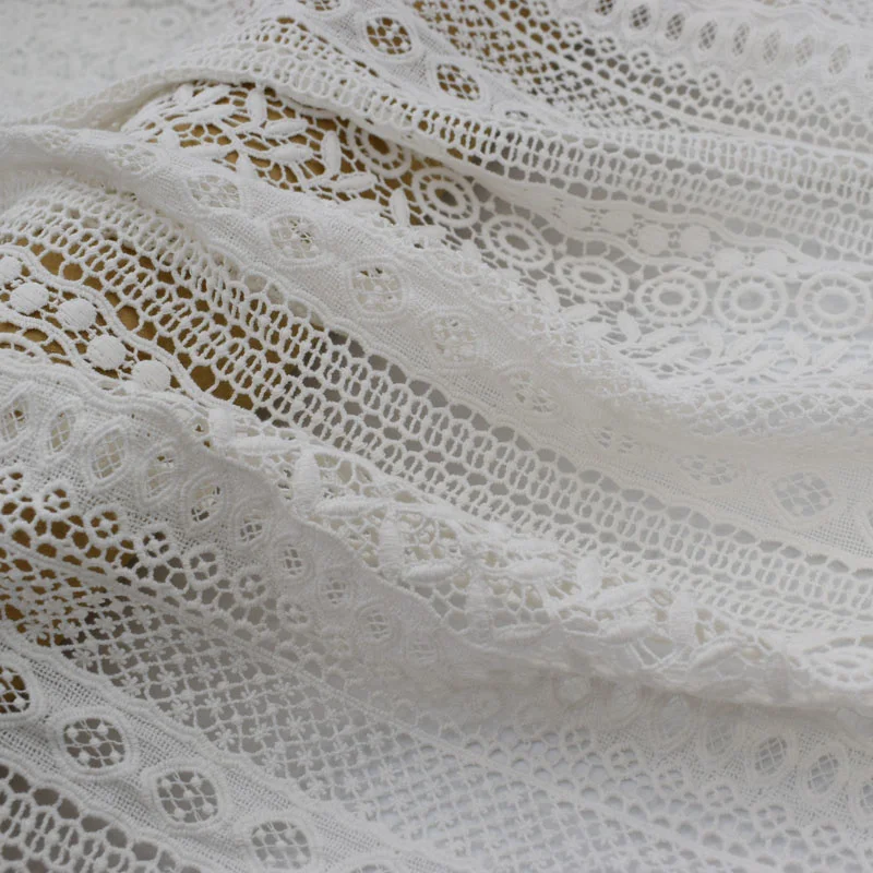 

5 Yards Geometric Water-Soluble Pure Cotton Lace Fabric For Dress Telas Por Metro Tissus Au MÈTre Ткань Для Шитья Одежды Sewing