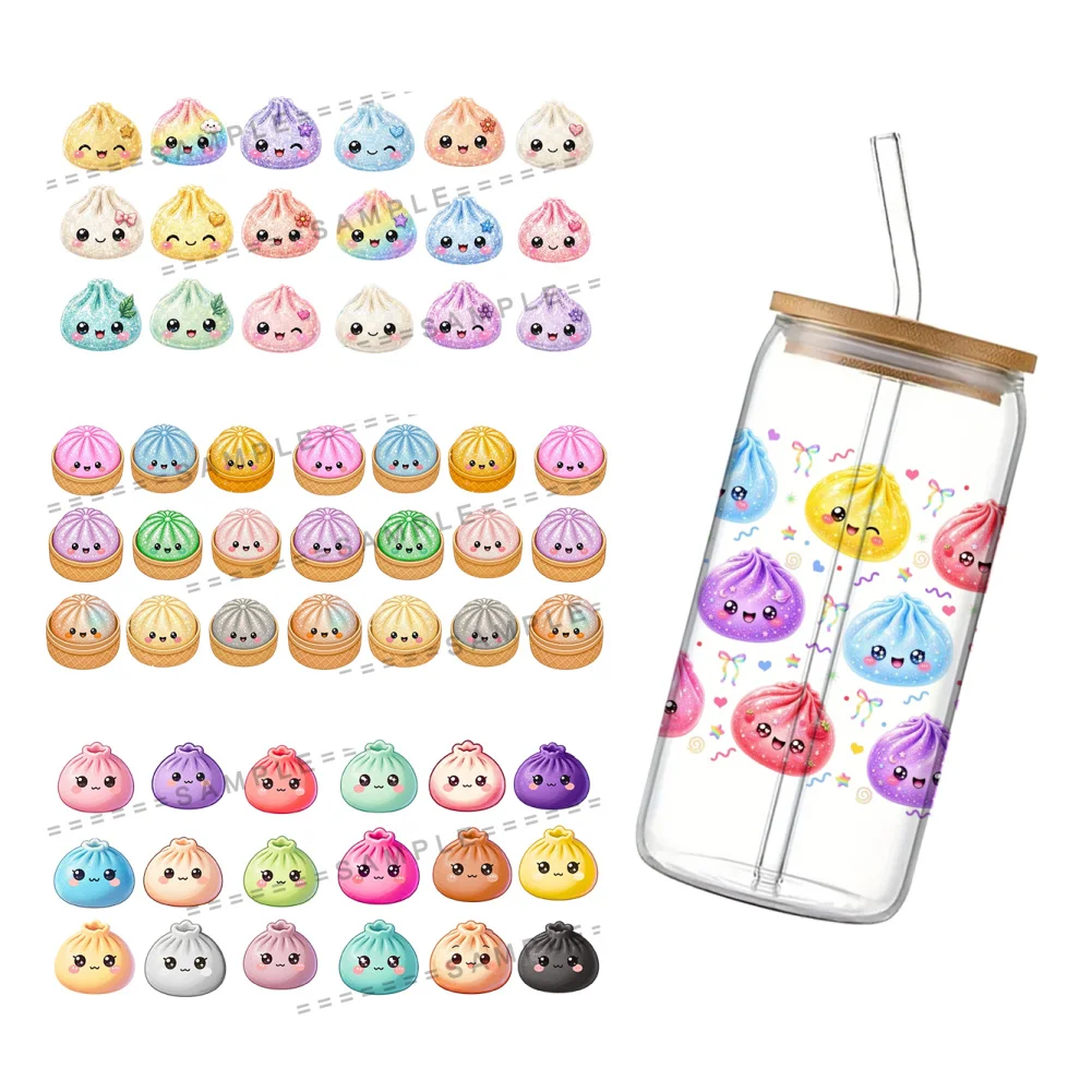 Charming Cartoon Bao Buns Waterproof UV DTF Sticker Wraps for Glass Cups and Phone Cases