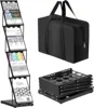 1 Piece Foldable Magazine Rack Metal Catalog Literature Racks,Portable 4 Pockets with Carrying Bag Brochure Stand 1