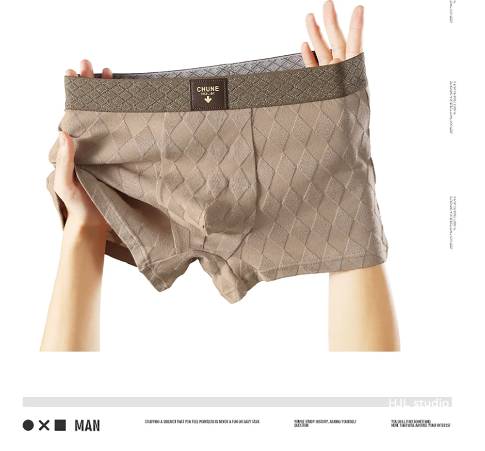 3 Teile/paket 100% Baumwolle Solide Raute Unterwäsche Atmungsaktive Antibakterielle Mesh Schritt Boxer Mann Hohe Elastische Wiast Männer der Höschen – Detail 10