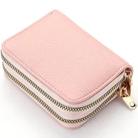 Women Wallet Zipper Short Style Purse Lychee Pattern Solid Color Fashion Large Capacity Multi Card Slot Coin Purse with Zipper 1