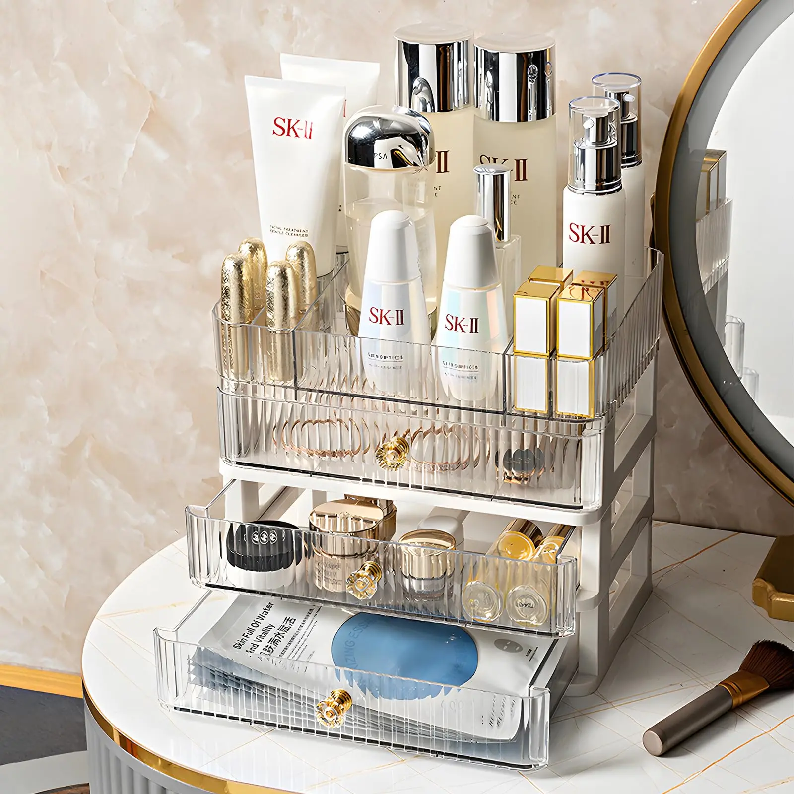 Luxury Drawer Makeup Storage Box Large Cosmetic Case Acrylic Jewelry Lipstick Storage Box Vanity Countertops Makeup Organizer 2