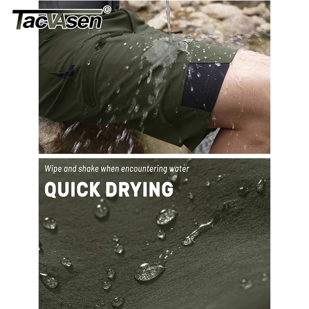 Men Summer Outdoor Shorts Quick Dry Knee Length Hiking Fishing Running Lightweight Multi-Pockets Workout