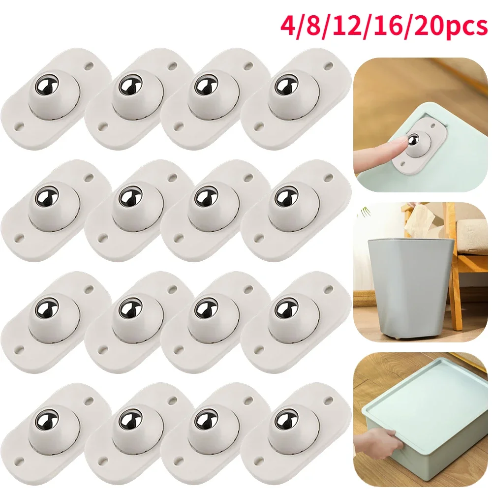 4-20pcs Self-Adhesive Furniture Casters Wheels for Storage Box Cabinet