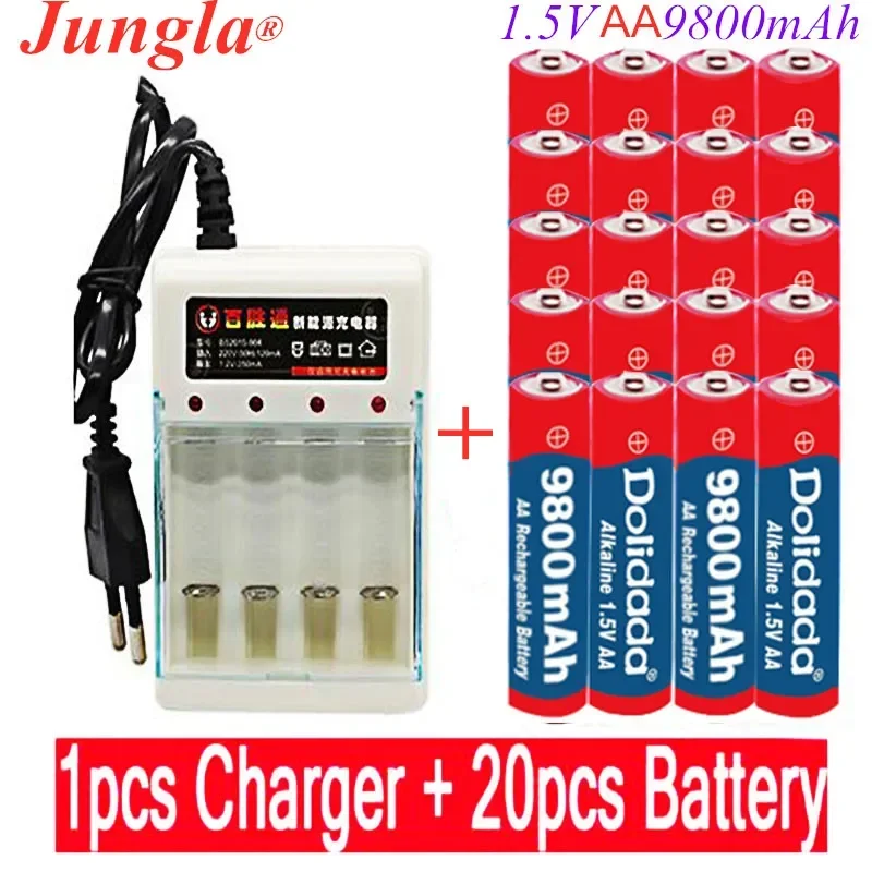 

2023 New AA battery 1.5V 9800mAh chargeable For Clock Toys Flashlight Remote Control Camera battery+ AA charger