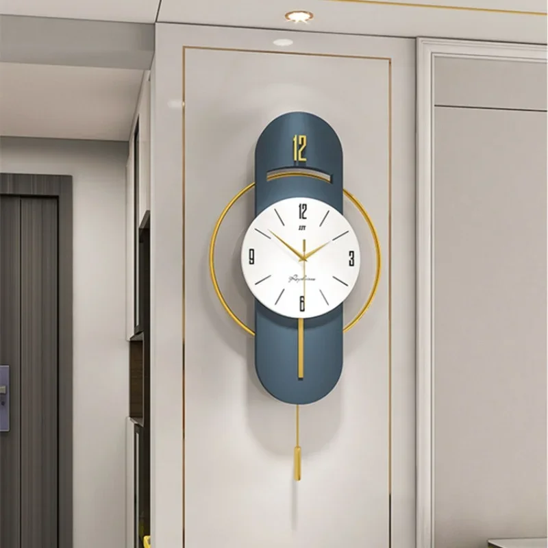 Large Wall Clock with Pendulum for Living Room Home Decor Wall Clocks Modern Design Swing Digital Wall Watch 2