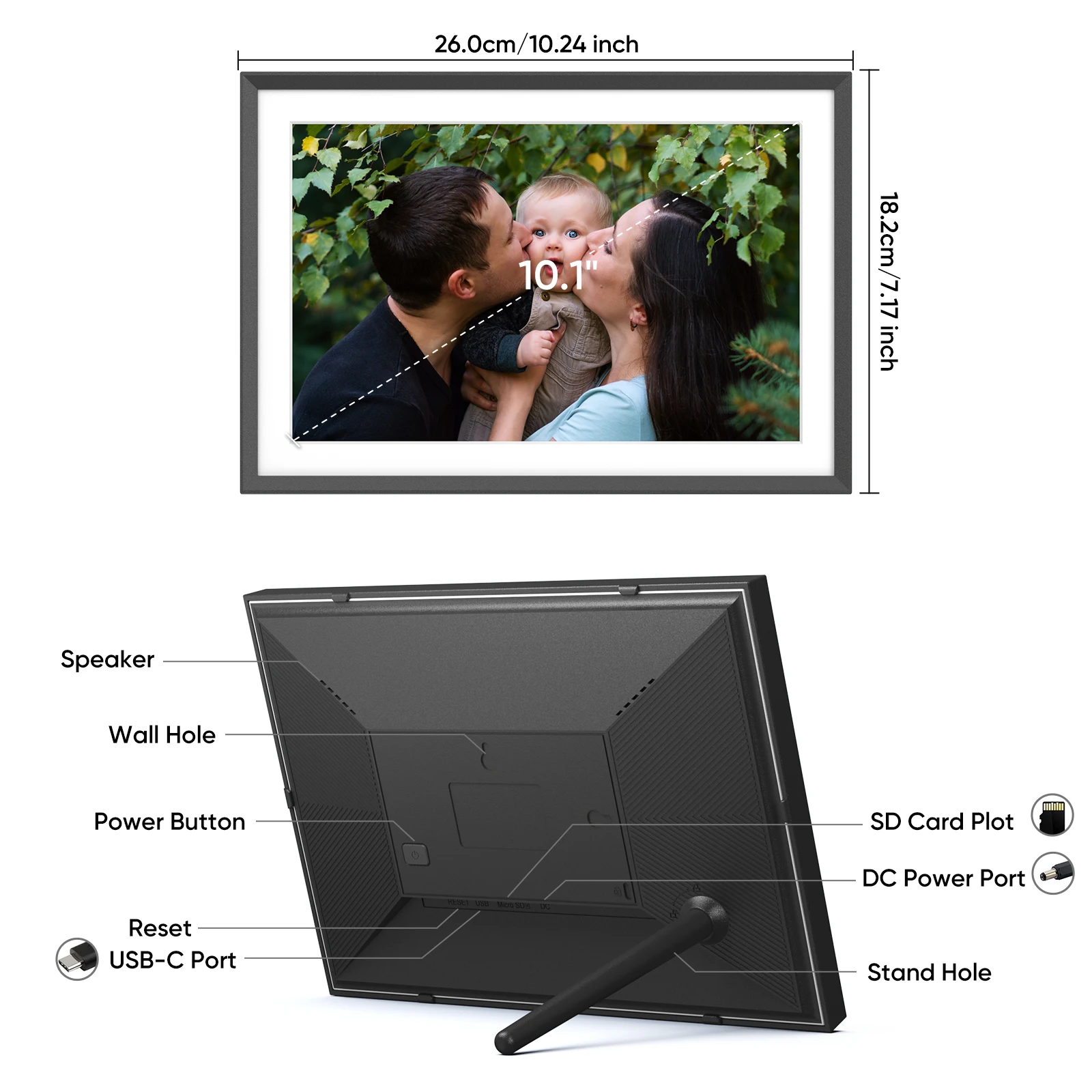 ARZOPA 10.1 Inch Smart WiFi Digital Picture Frame 32GB Storage, Frameo Digital Photo Frame with 1280x800 IPS Touch Screen view 5