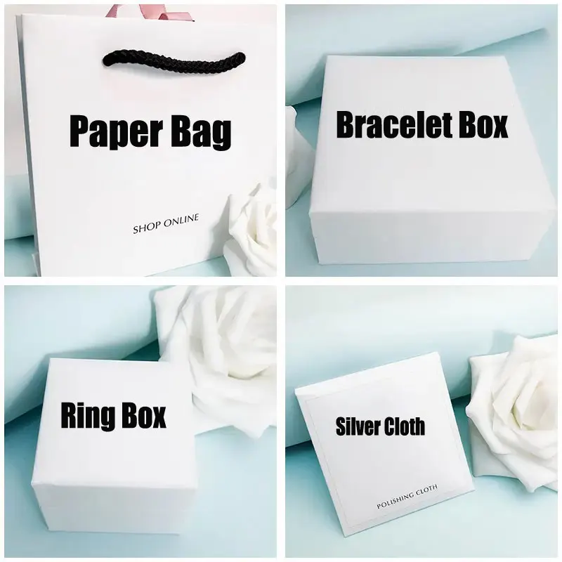 

Jewelry Package Set Paper Bag Bracelet Box Ring Charm Box Silver Cloth For Pandora Jewelry