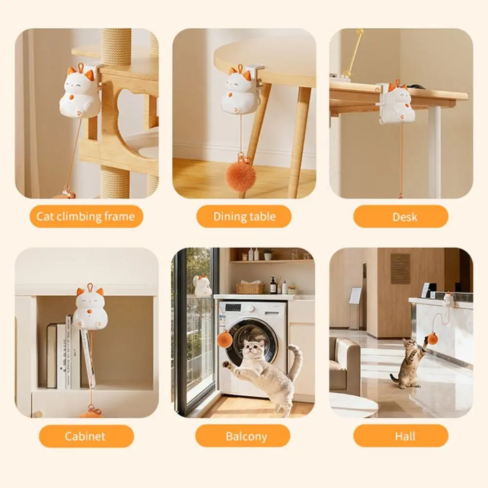 Creative Electric Hang Ball Kitten Bite Resistan Smart Kitten Teasing Retractable Durable Interactive Cat Ball