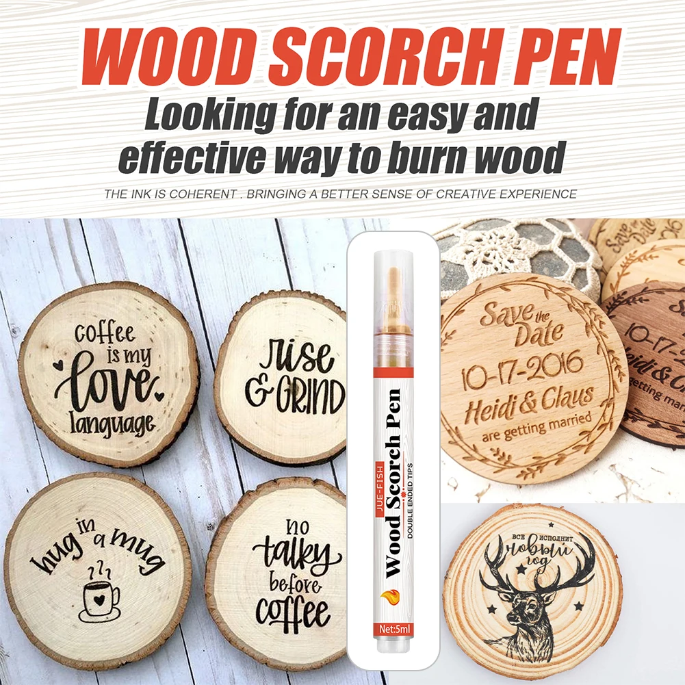 2PCS Scorch Marker Wood Burning Pen Kit Stencils Ornaments Burn-er DIY Tool