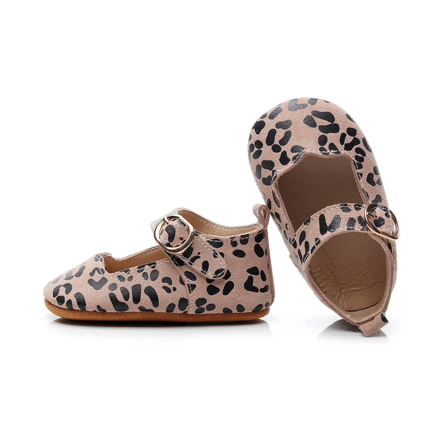 

Spring New Designs Genuine Leather Baby Moccasins Girls Shoes Leopard Mary Jane Flats Princess Shallow Toddler First Walkers