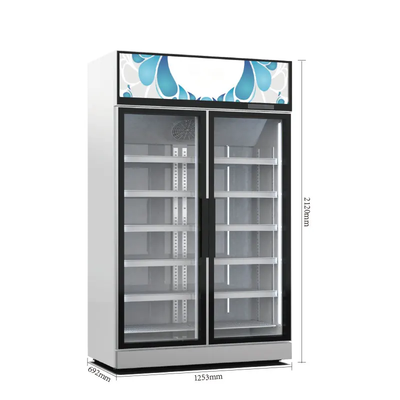 Supplier Factory Commercial 2 Door Corner Beverage Cooler Refrigerated Showcase Display Cabinet Double Door Fridge supplier factory commercial 2 door corner beverage cooler refrigerated showcase display cabinet double door fridge