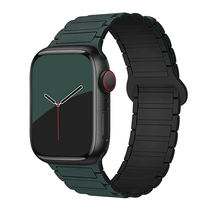 애플 워치 울트라 밴드용 스트랩, 49mm, 44mm, 40mm, 45mm, 38mm, 41mm, 42mm, 마그네틱 실리콘 팔찌, 아이워치 시리즈 9, 8, 7, 6, Se 2