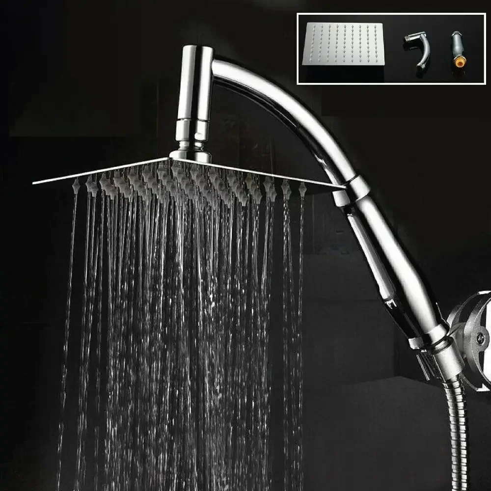 Bathroom High Pressure 6 /8 Inch Square/Round Rainfall Shower Head 360° Rotation Sprayer Hand Held Shower Head Accessories