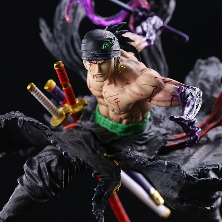 

25cm ONE PIECE Anime Figure Bloody Roronoa Zoro Double Head SculptureCollection Action Figurine Model Doll Collection Gift Toys