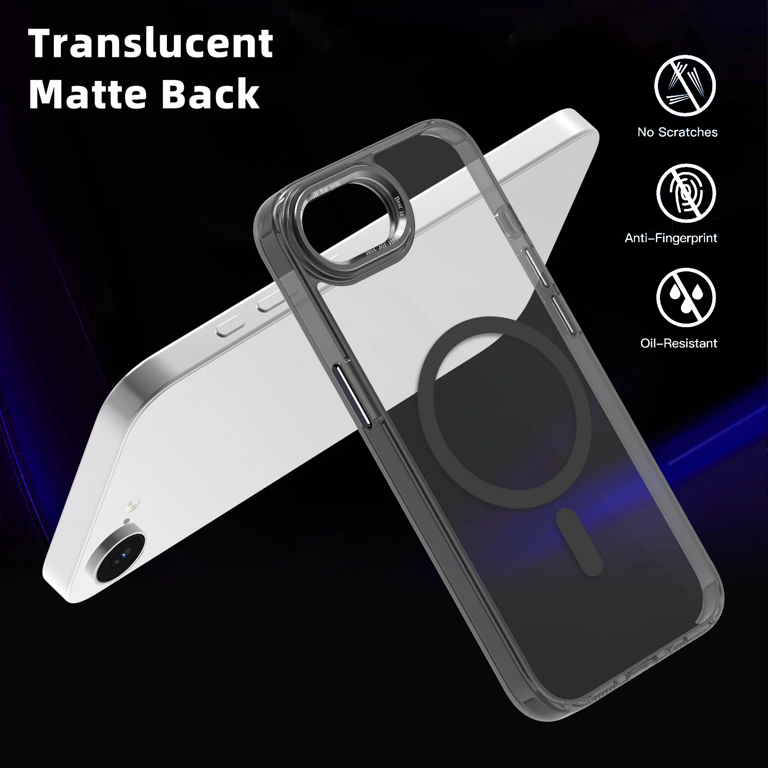 Clear Color Magnetic Metal Keys Anti-Drop & Anti-Fingerprint Phone Case