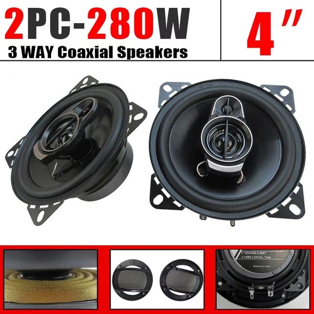 2pcs (2X280W) 560W 4 Inch HiFi Car Speakers HD Audio 3 Way Coaxial Speakers Full Range Stereo Subwoofer Car Door Speaker