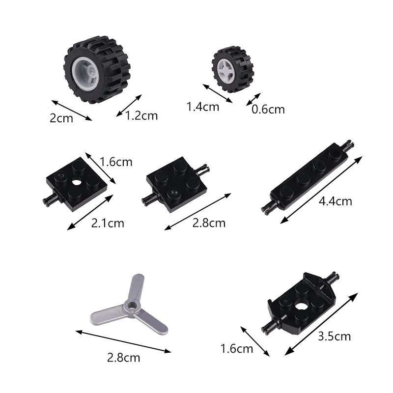 building block rubber tire MOC parts car tyre axle bearings propeller Wheel suspension assemble toy 2