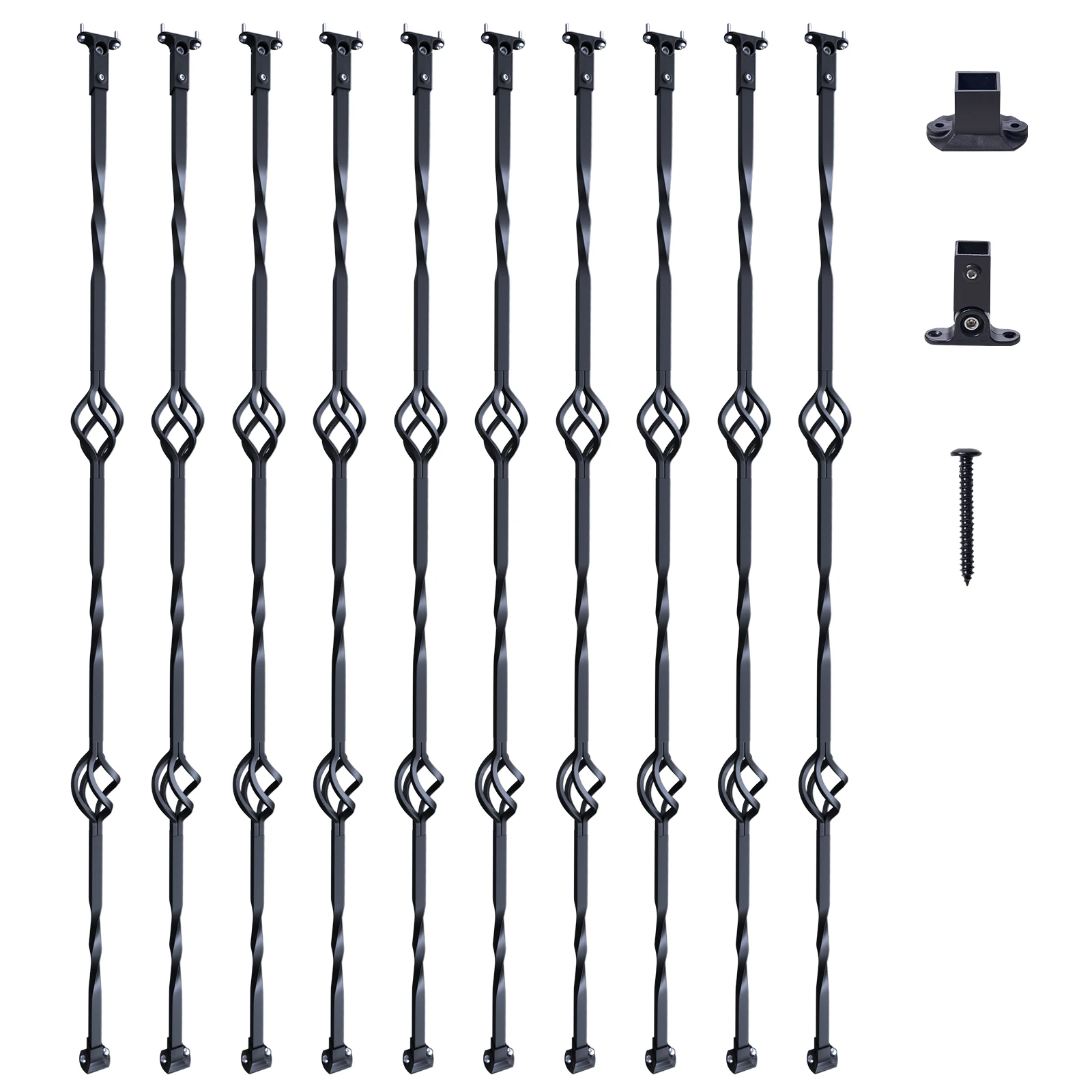 VEVOR Staircase Metal Balusters Galvanized Steel Decorative Banister Spindles with Hollow Baskets Spiral Stair with Shoes Screws