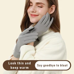 Touchscreen Plush Ski Riding Gloves Velvet Temperature Locking Gloves Windproof Couple Outdoor Camping Cycling Hiking Gloves