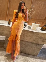 Robe longue maxi à imprimé floral, col en V à volants, cintrée à la taille, à simple boutonnage, avec fente, pour soirée, plage et vacances 2026 2