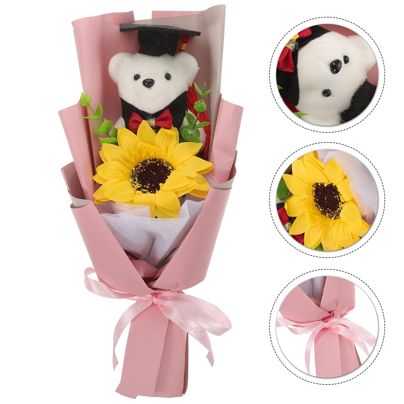

Artificial Flowers Graduation Bouquet Bear Gift for Decor Party Favors Decoration Child