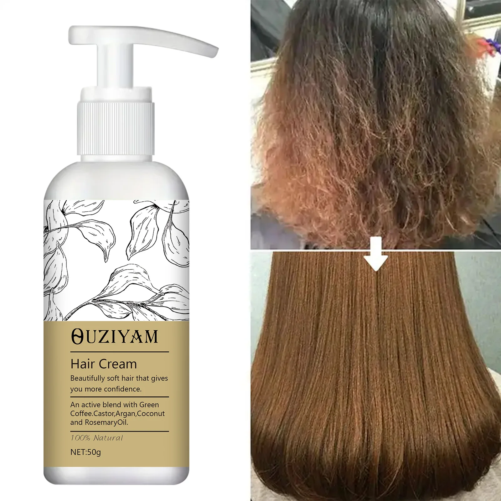 Wheat Conditioner Styling Moisturizing Curl Conditioner Cream Curl Care Hair Elastin Curls, 50ml
