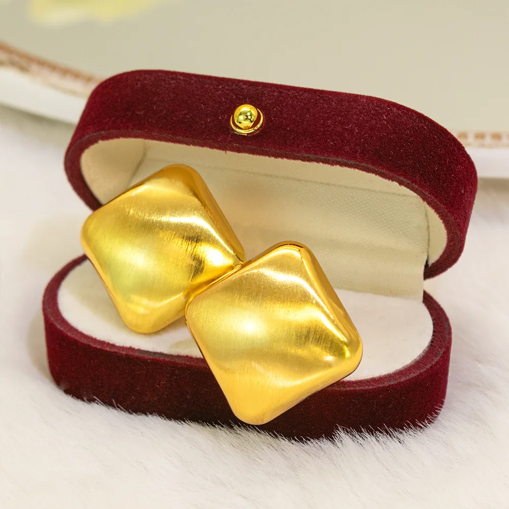 YTJX 18K Goldfarbene Quadratische Ohrringe Klobige Glatte Geometrische Hängeohrringe Gothic Punk Täglicher Schmuck Accessoires 2026 Neu – Detail 3