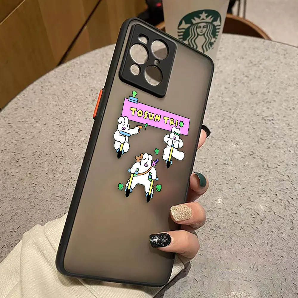 thumbnail image 1 of Funda mate para OPPO Realme 10 9 9I 8 8I 7 7I 6 5 FIND X3 X4 PRO 4G 5G Funda Coque Capa Funda carcasa cerdo blanco conejo dibujos animados, 1 of 5