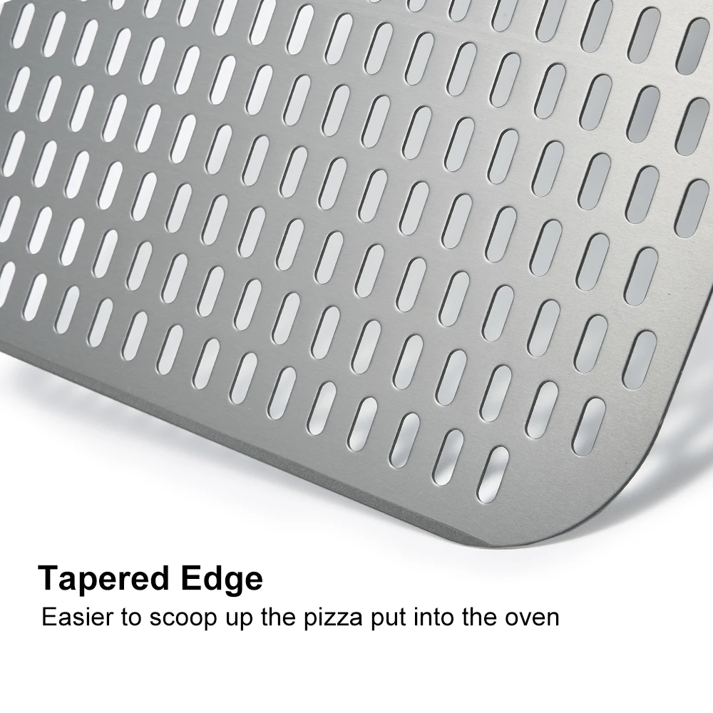 SHANGPEIXUAN 14/13/12 inch Pizza Peel with Flexible Scraper Set Blue Handle Spatulas Hard Anodized Pizza Shovel Tools
